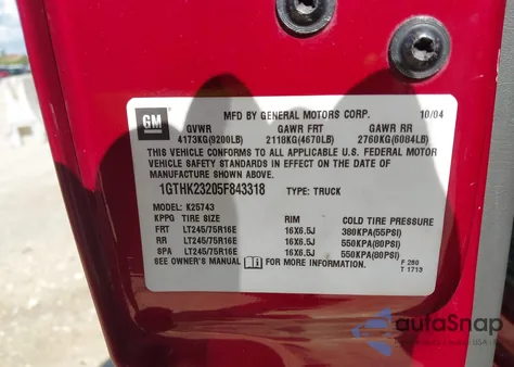 2005 GMC Sierra 2500Hd Sle из США, поврежденный, VIN 1GTHK23205F843318